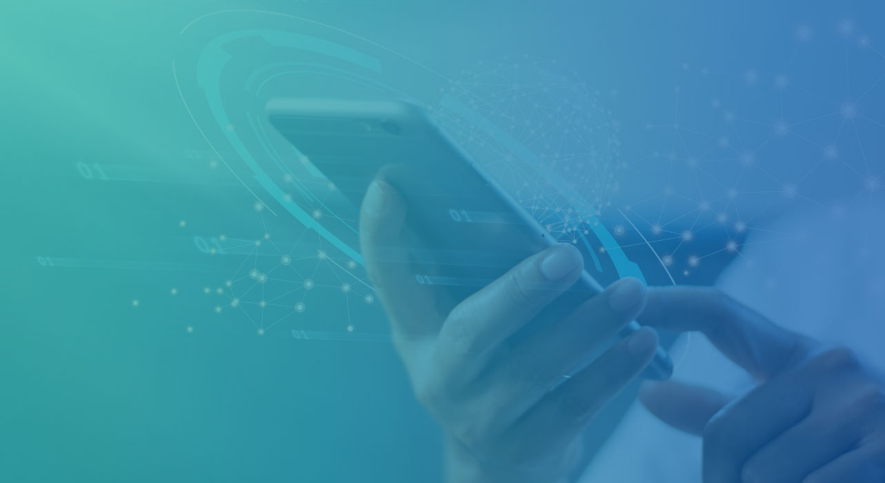 telefone com fundo azul e verde