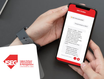 person using phone with ISEG logo